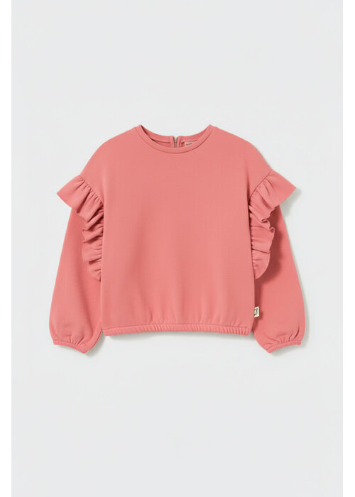 Cozmo Cozmo brushed soft knit ruffle sweater rose