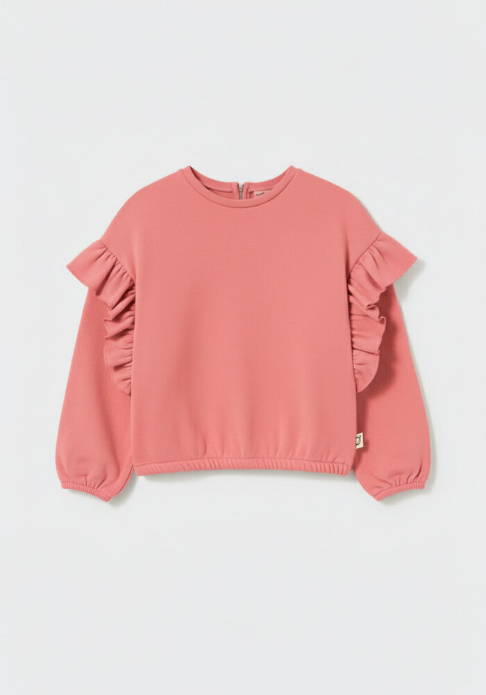 My Little Cozmo brushed soft knit ruffle sweater rose