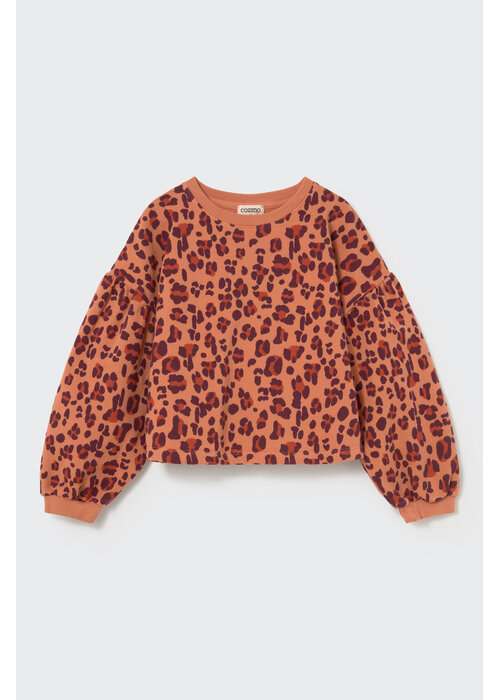 Cozmo Cozmo brushed animal print fleece sweatshirt pink siena