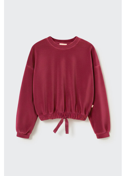 Cozmo Cozmo velour knit bow sweatshirt prune