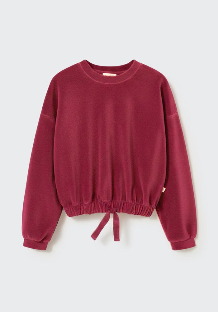 My Little Cozmo velour knit bow sweatshirt prune