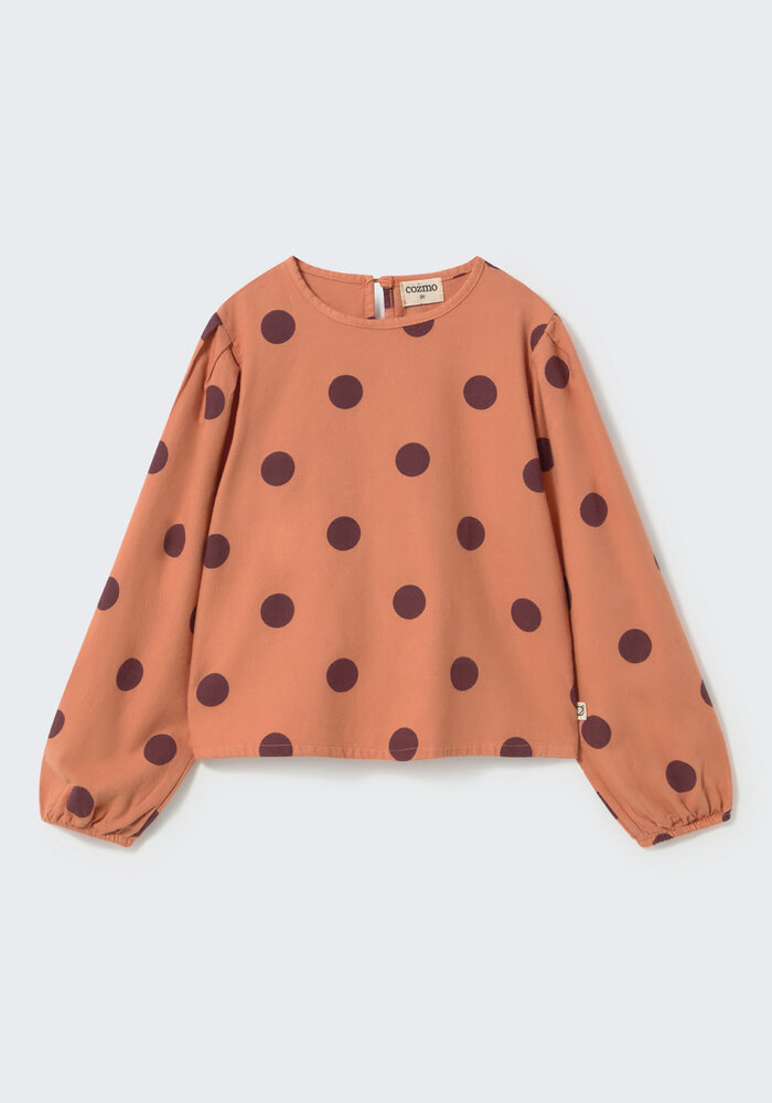 Cozmo polka dot flannel blouse pink siena