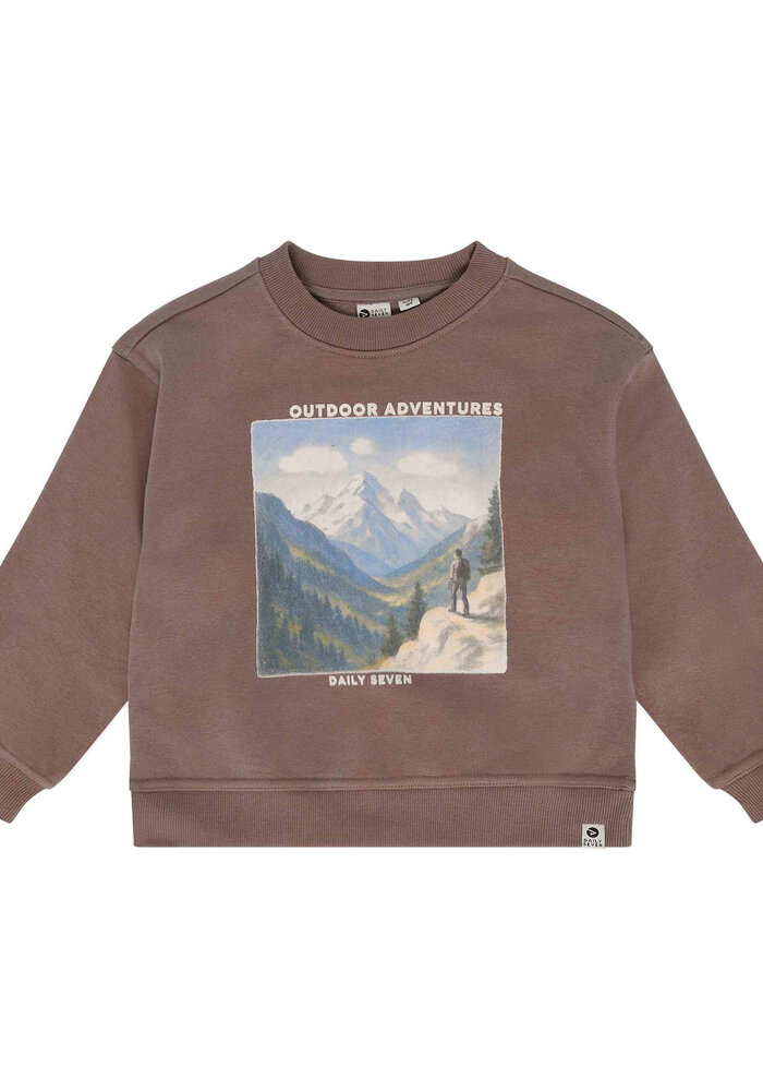 Daily Seven Oversized Sweater Print Almond Brown