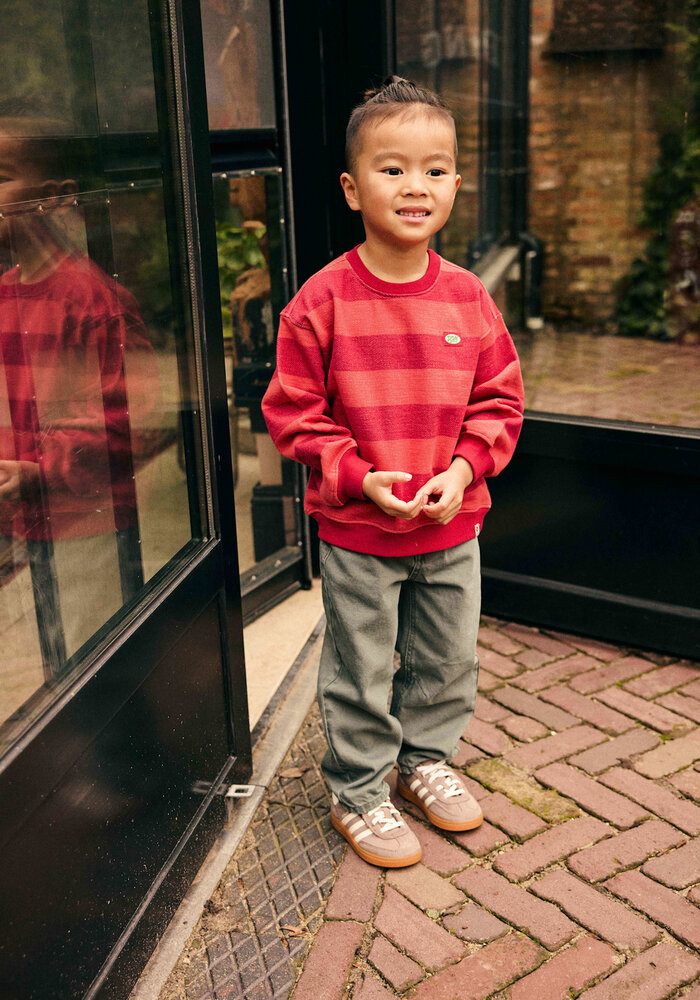 Daily Seven Oversized Sweater Big Stripe Rythmic Red