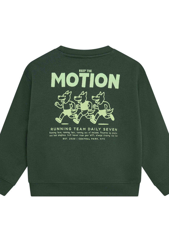 Daily Seven Oversized Sweater Backprint Jungle Green