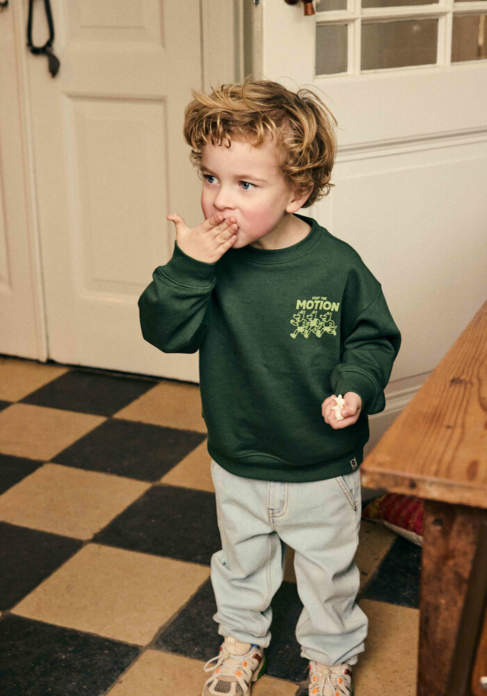 Daily Seven Oversized Sweater Backprint Jungle Green
