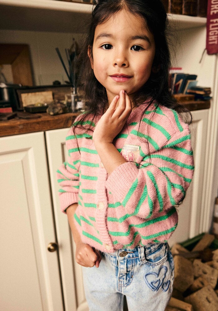 Daily Seven Knitwear Striped Cargdigan Lilas