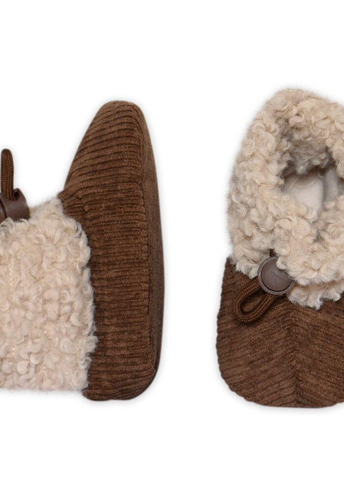 MP Denmark Fluffy baby textile slippers Brown