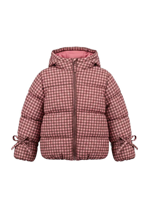 Your Wishes Your Wishes Gingham | Tie Puffer Coat Multicolor