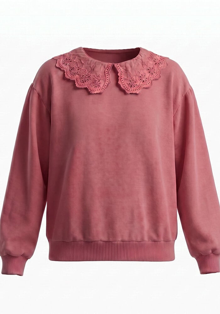 Your Wishes French Knit | Collar Sweater Rose Wine