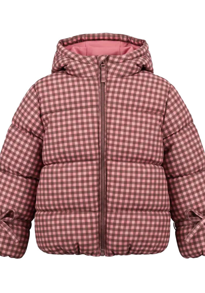 Your Wishes Gingham | Tie Puffer Coat Multicolor