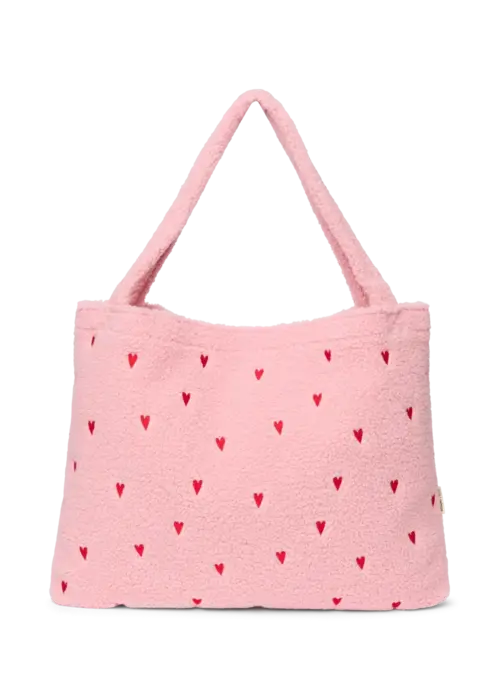 Studio Noos Studio Noos Teddy Mom Bag | Light Pink Hearts