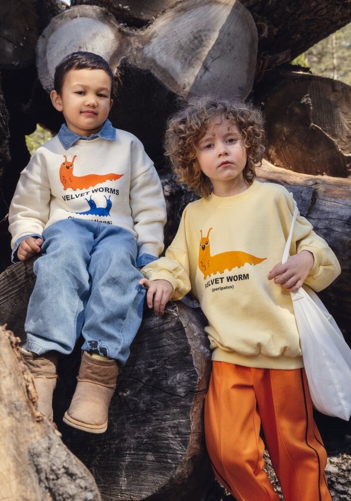 Mini Rodini Velvet worm sp sweatshirt Yellow