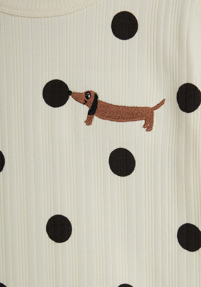 Mini Rodini Dots aop dog ls tee Off-white