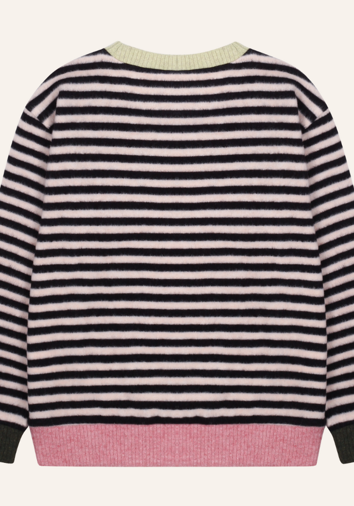 Jelly Mallow Happy Stripe Color-Block Knit_Cream/Black