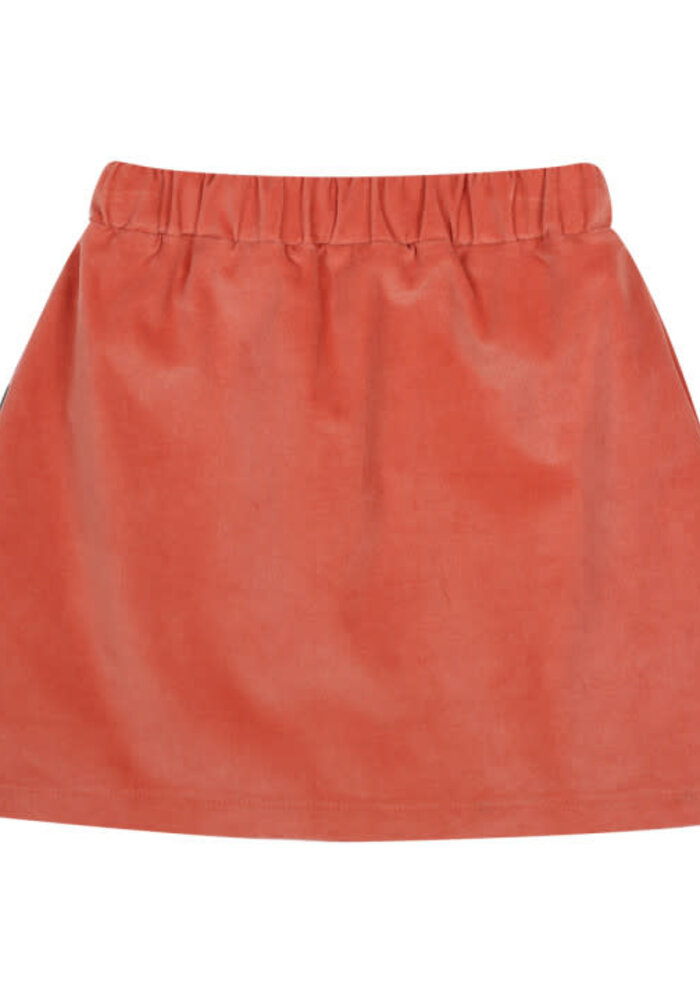 Jelly Mallow Color-Block Soft Velvet Skirt _ Dark Orange