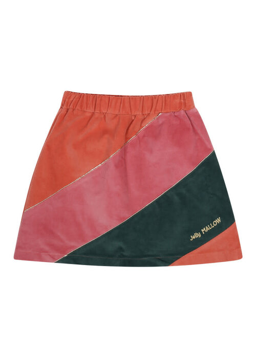 Jelly Mallow Jelly Mallow Color-Block Soft Velvet Skirt _ Dark Orange
