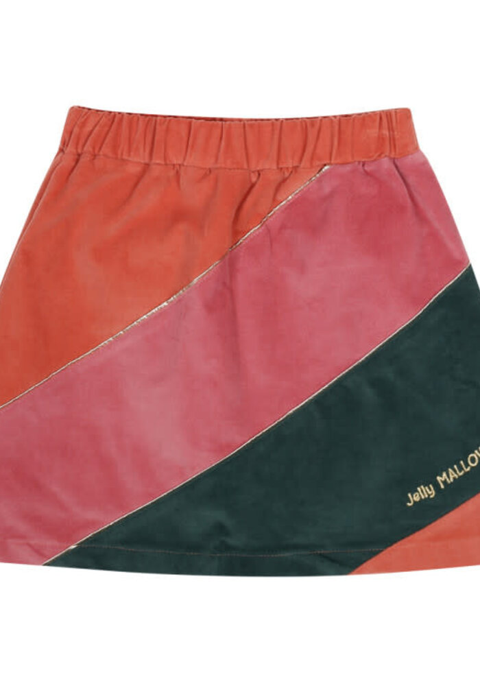 Jelly Mallow Color-Block Soft Velvet Skirt _ Dark Orange