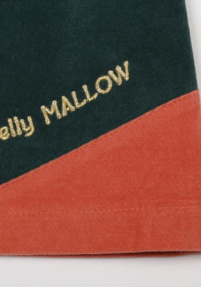 Jelly Mallow Color-Block Soft Velvet Skirt _ Dark Orange