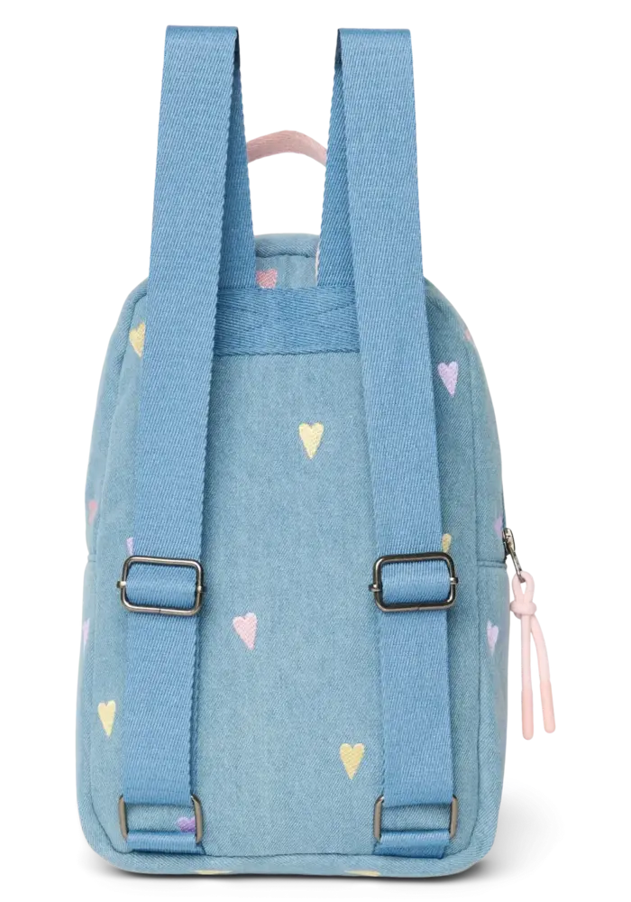 Studio Noos Light Blue Denim - Multi Hearts Mini Backpack