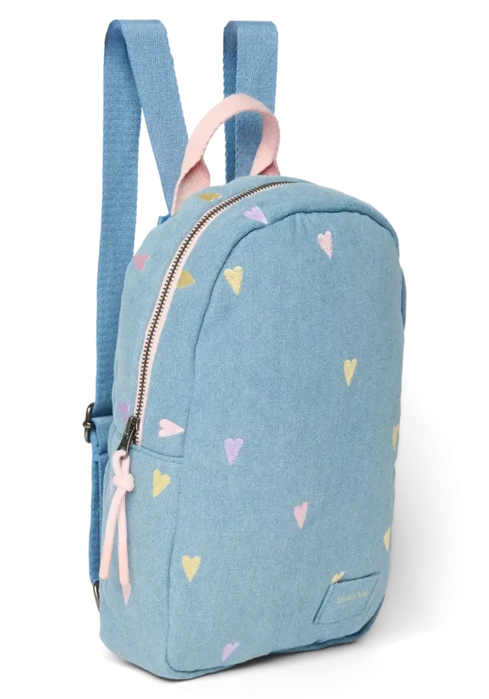 Studio Noos Light Blue Denim - Multi Hearts Mini Backpack
