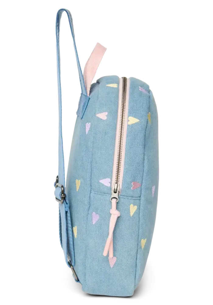 Studio Noos Light Blue Denim - Multi Hearts Mini Backpack