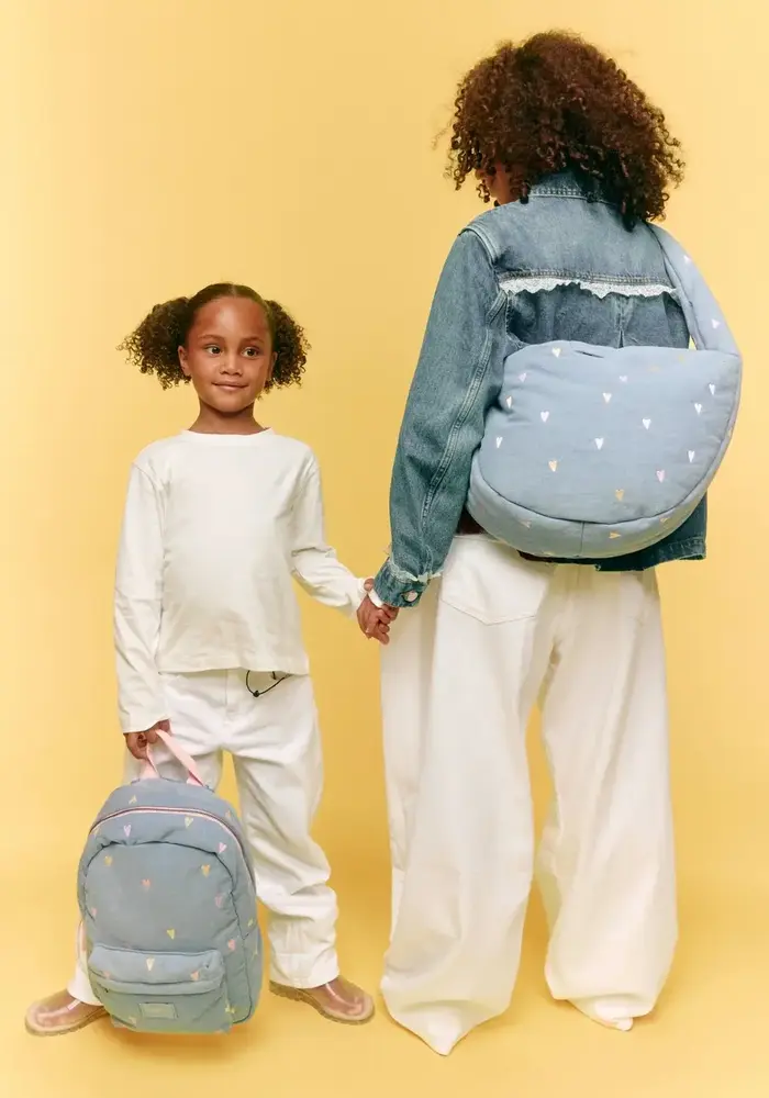 Studio Noos Denim Light Blue - Hearts Midi Backpack