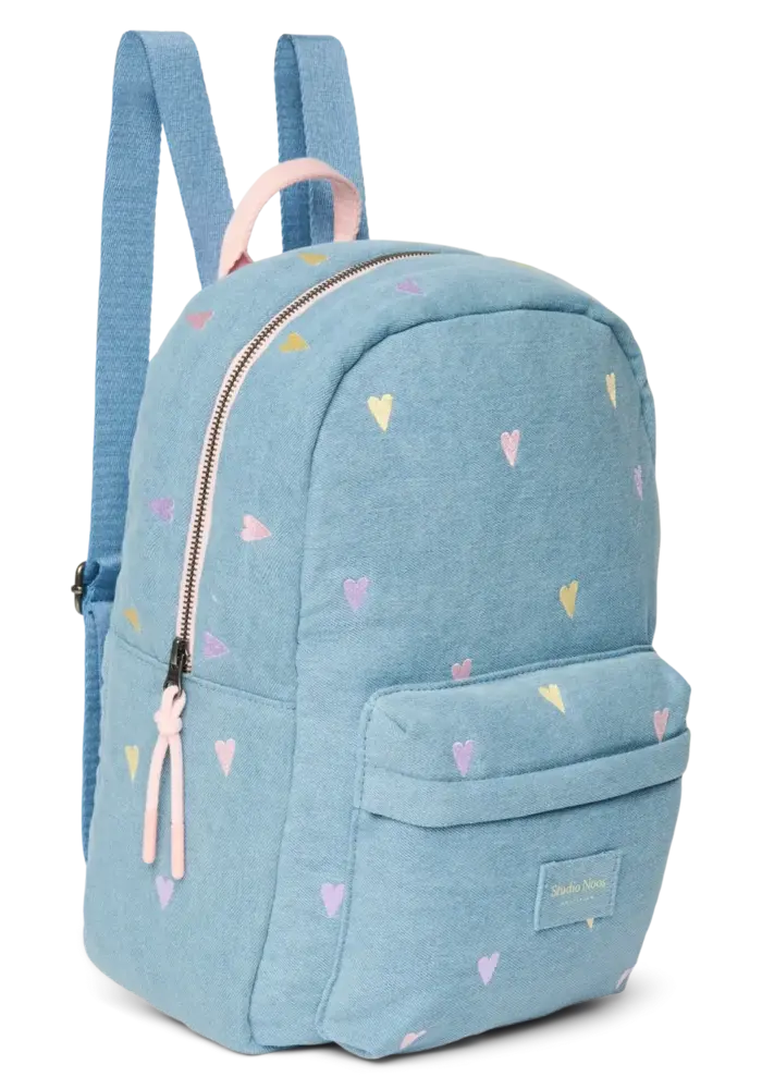 Studio Noos Denim Light Blue - Hearts Midi Backpack