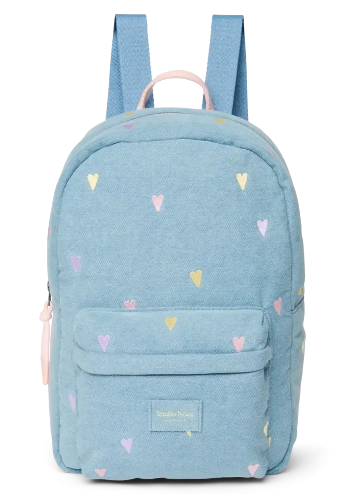 Studio Noos Denim Light Blue - Hearts Midi Backpack