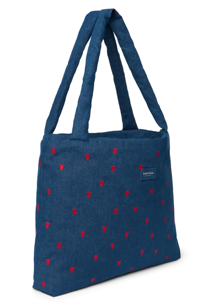 Studio Noos Denim Mom Bag | Dark Blue red Hearts