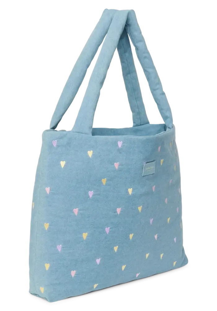 Studio Noos Mom Bag Denim | Light Blue Hearts