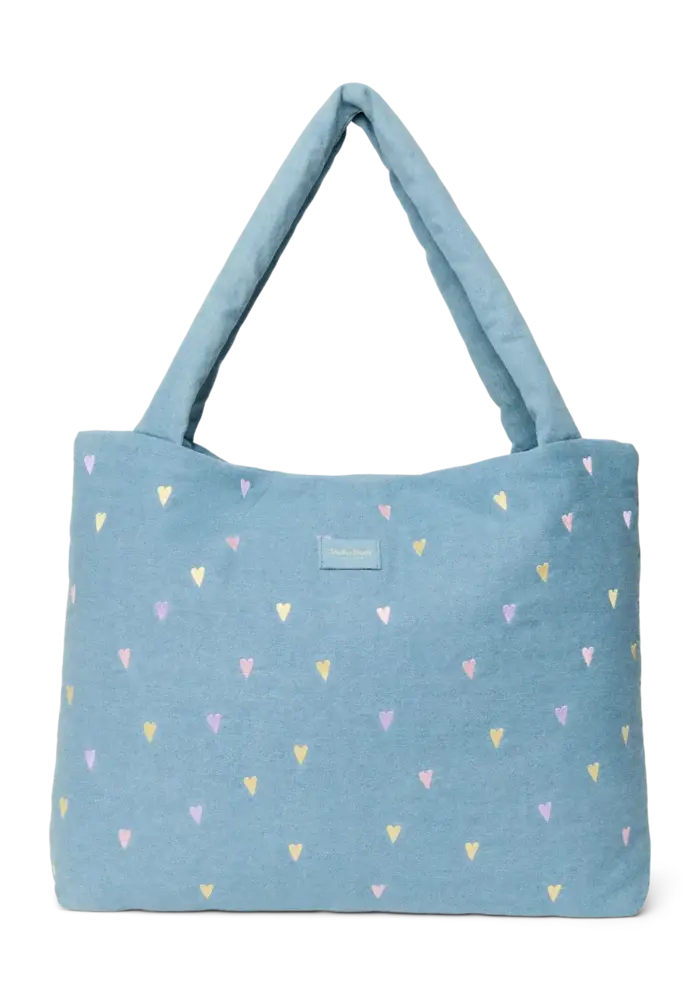 Studio Noos Mom Bag Denim | Light Blue Hearts
