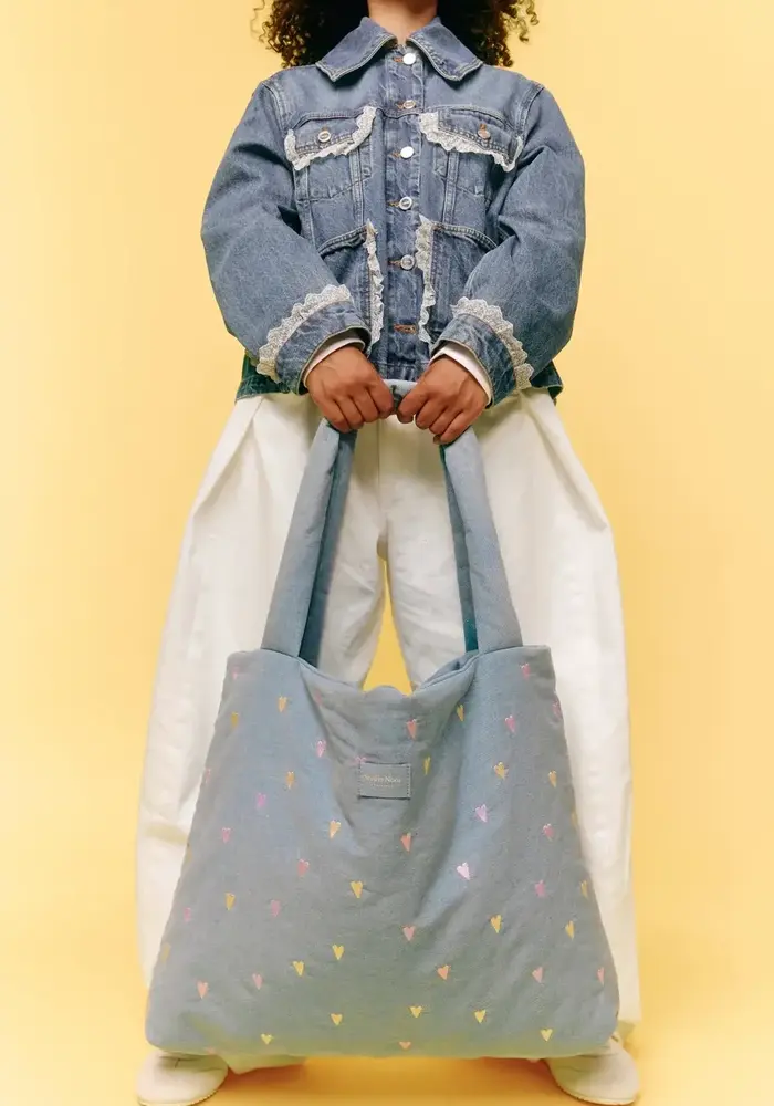 Studio Noos Mom Bag Denim | Light Blue Hearts