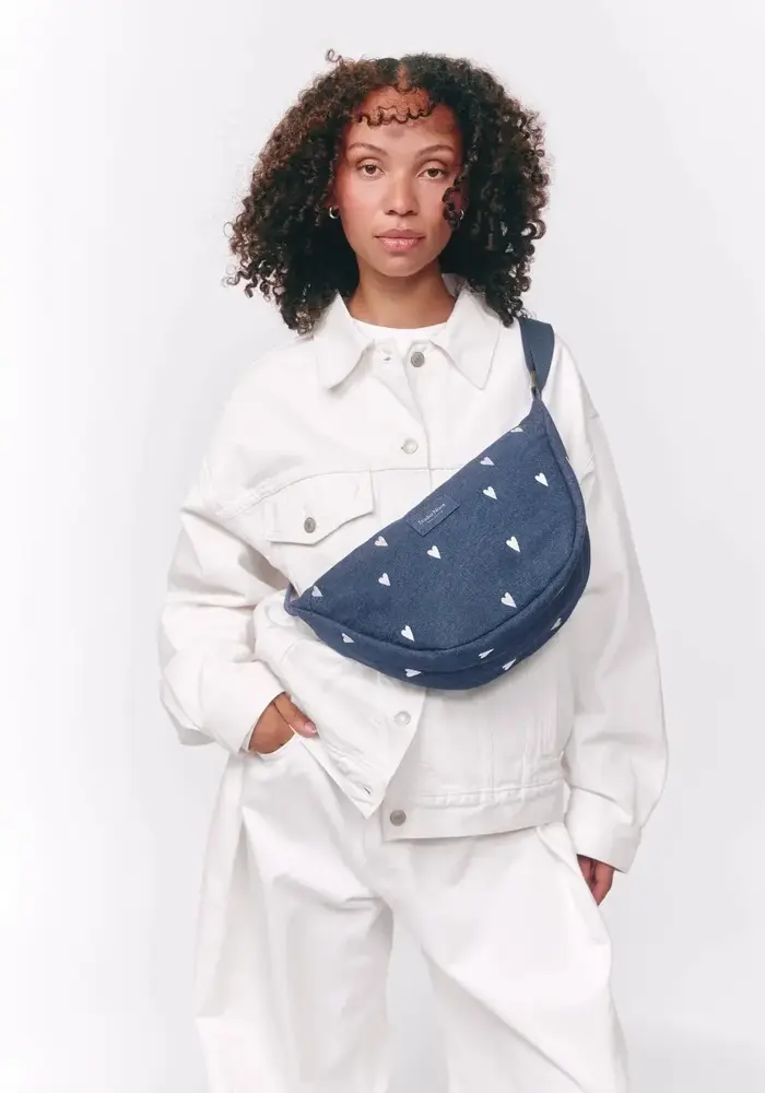 Studio Noos Fanny Pack Dark Blue Hearts Denim Adult