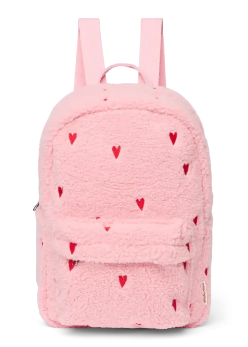 Studio Noos Studio Noos Teddy Midi Backpack | Light pink Hearts
