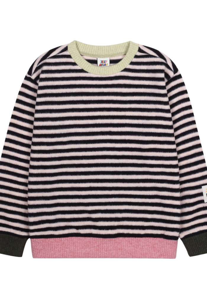 Jelly Mallow Happy Stripe Color-Block Knit_Cream/Black