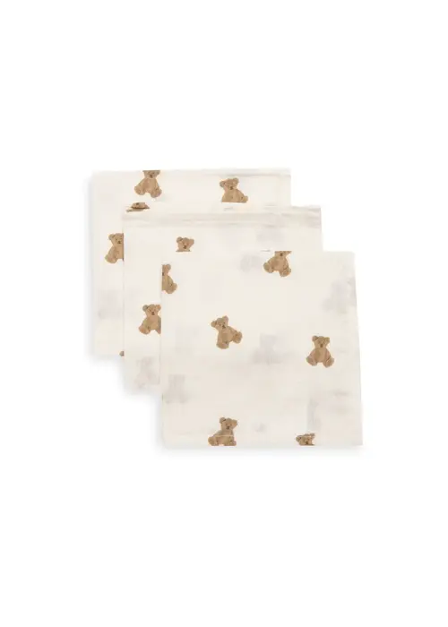 Jollein Jollein Hydrofiel Monddoekje 31x31cm - Mini Teddy Bear - 3 Stuks