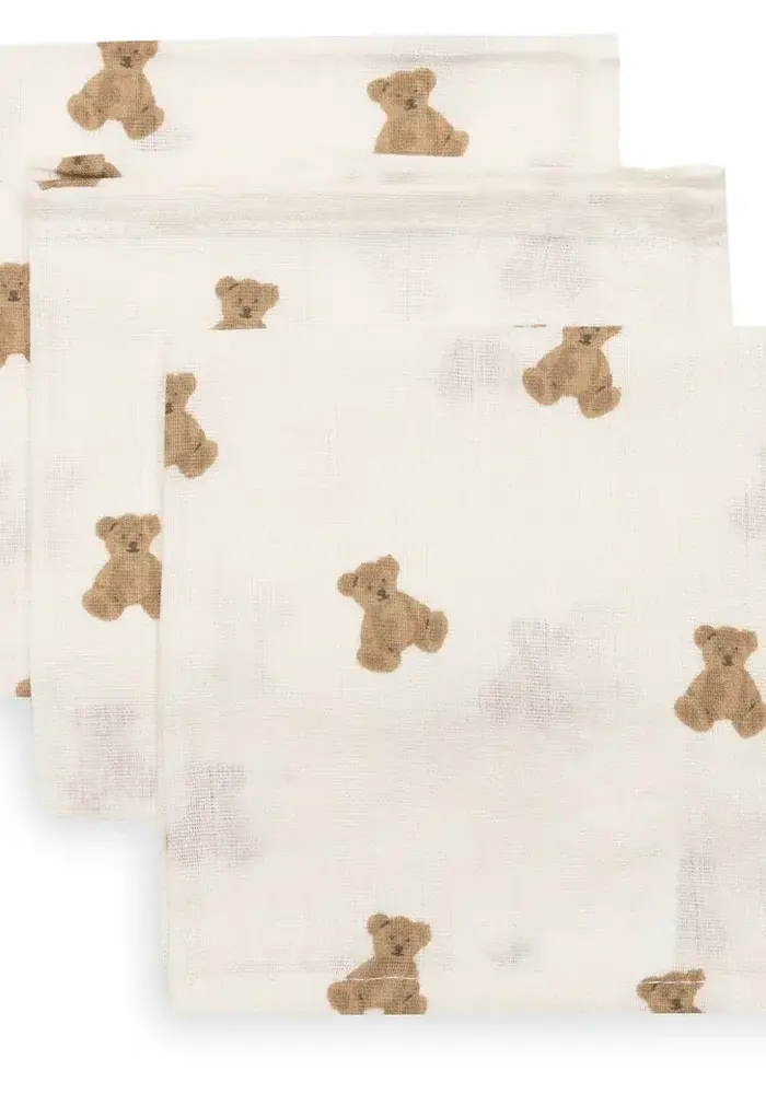 Jollein Hydrofiel Monddoekje 31x31cm - Mini Teddy Bear - 3 Stuks