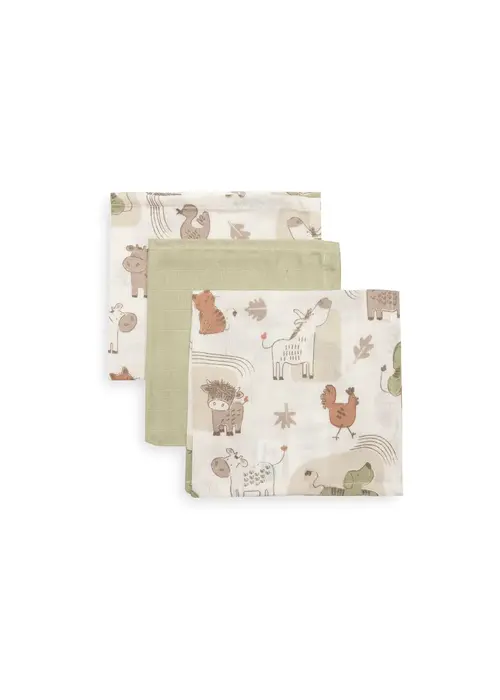 Jollein Jollein Hydrofiel Monddoekje 31x31cm - Barn Buddies - 3 Stuks
