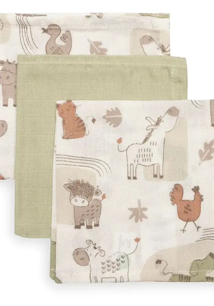 Jollein Hydrofiel Monddoekje 31x31cm - Barn Buddies - 3 Stuks