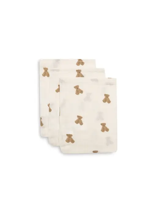 Jollein Jollein Hydrofiel Washandje 15x20cm - Mini Teddy Bear - 3 Stuks