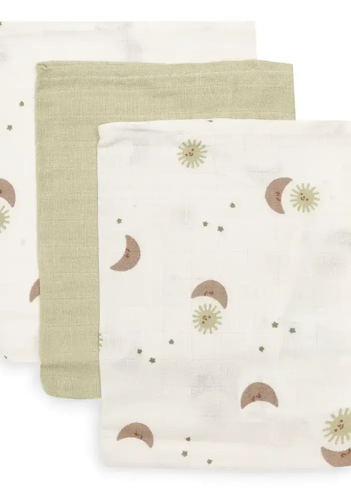 Jollein Hydrofiel Washandje 15x20cm - Over The Moon - 3 Pack