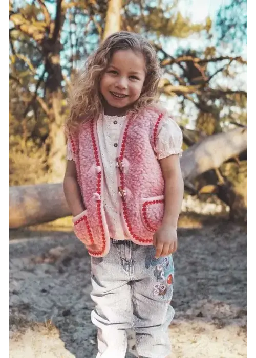 We Are Wovens We Are Wovens Wollen bodywarmer – Flower Power roze