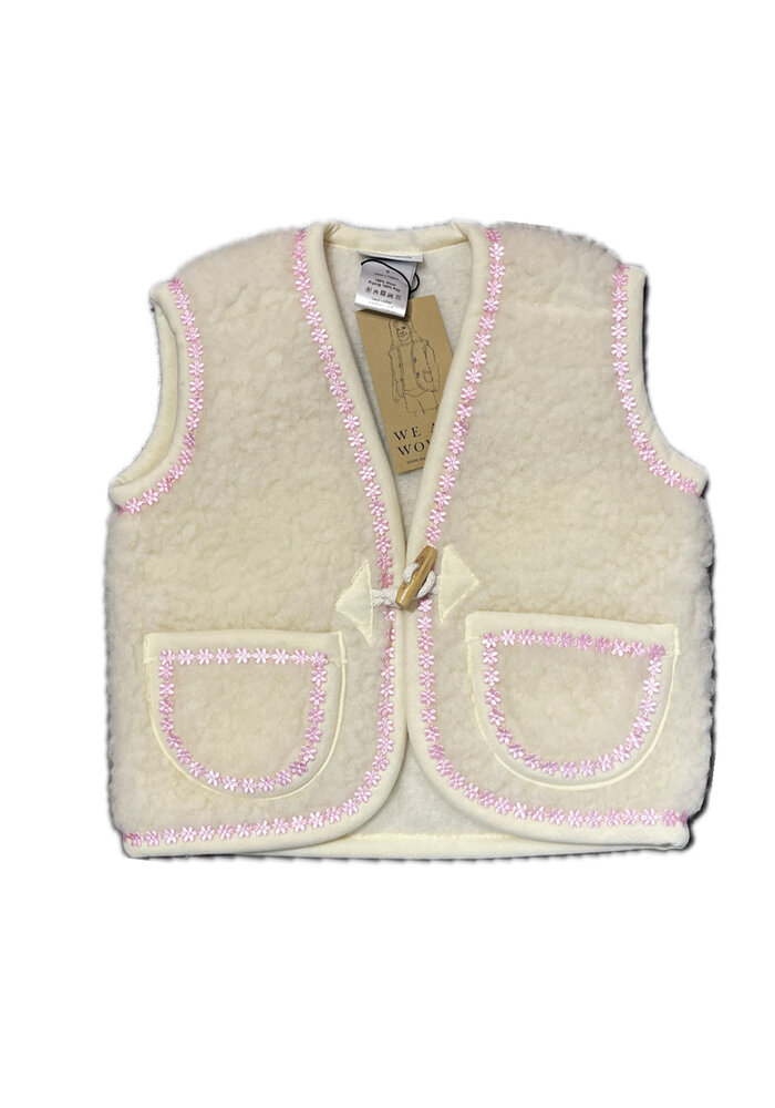 We Are Wovens Wollen bodywarmer – Flower Flat White