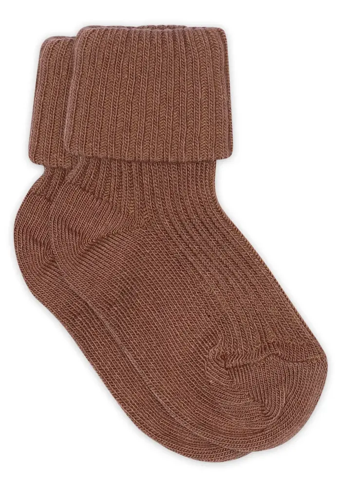 MP Denmark Cotton rib baby socks Brown Sienna