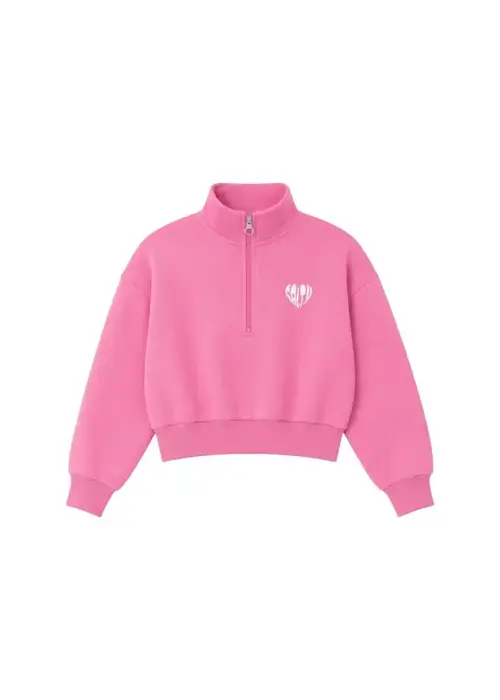 Salty Stitch Salty Stitch Salty Sweater Heart Half Zip - Pink