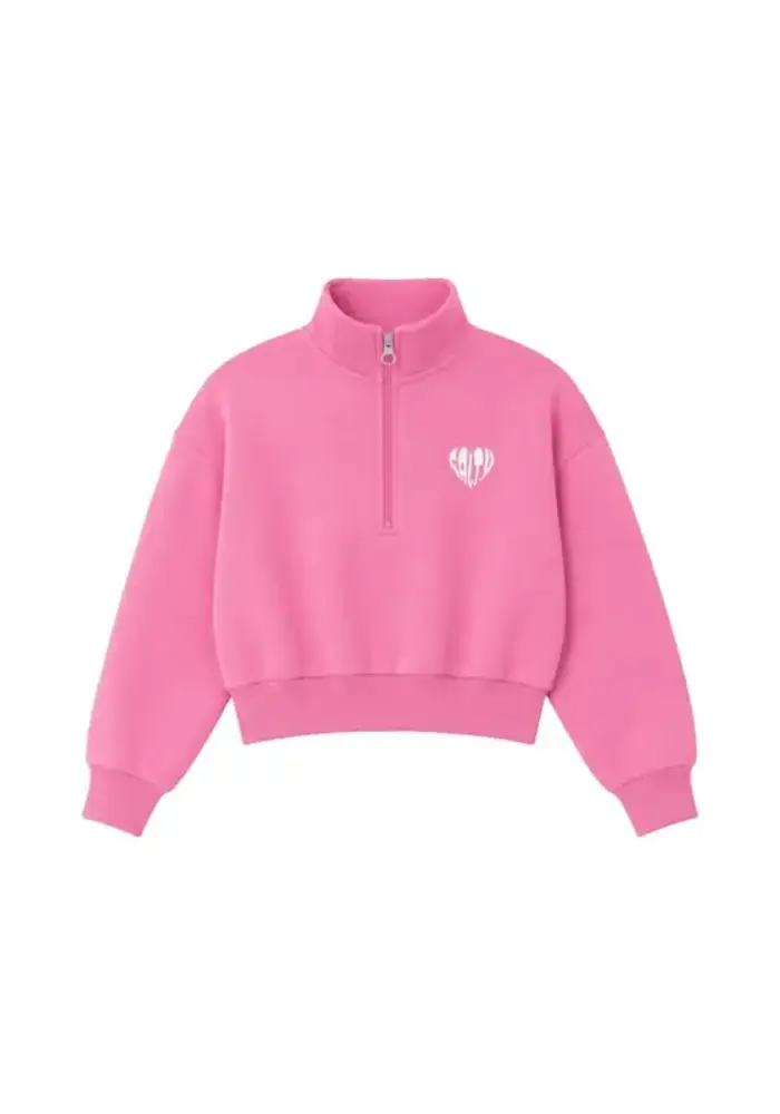Salty Stitch Salty Sweater Heart Half Zip - Pink