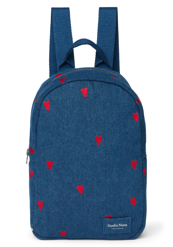 Studio Noos Back Pack Mini Dark Blue Red Hearts