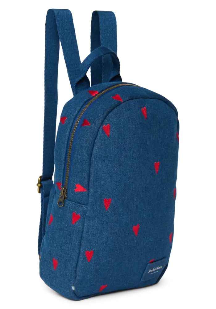 Studio Noos Back Pack Mini Dark Blue Red Hearts