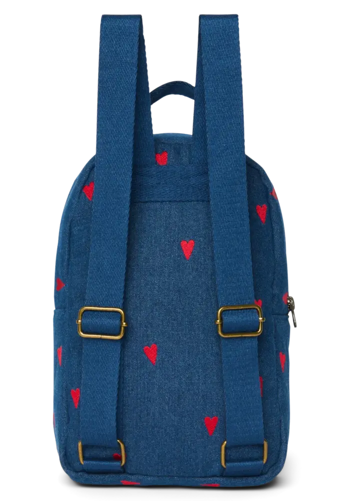 Studio Noos Back Pack Mini Dark Blue Red Hearts